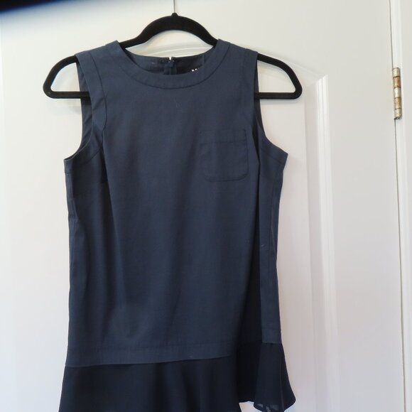 W by Worth sleeveless navy cotton/nylon + black ruffle top, size S - Picture 6 of 9
